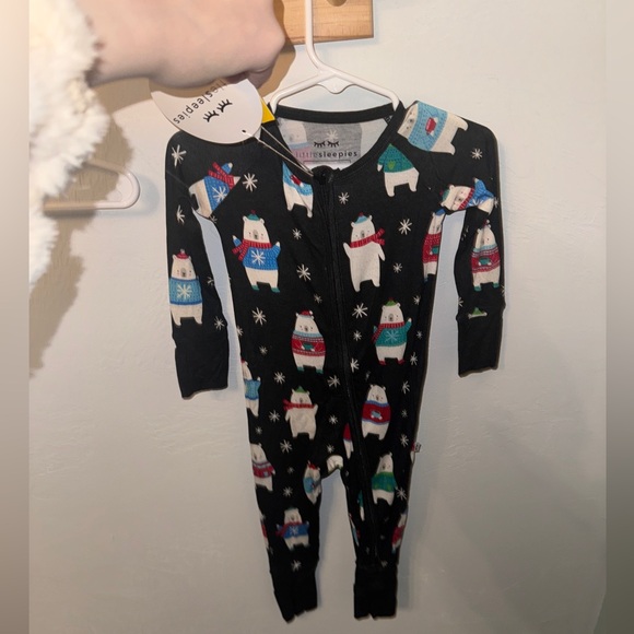 Little Sleepies Polar Bear Pals Convertible Feet and Hands Zippy Pajama 6-12 - Picture 8 of 9